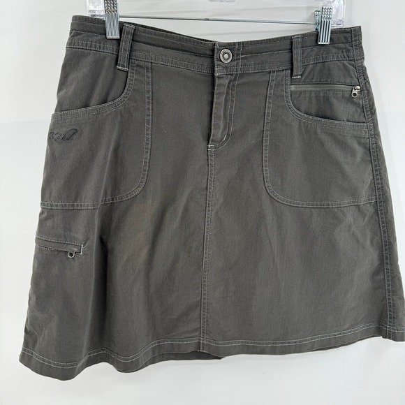 Kuhl Size 8 Dark Gray Vala Cargo A-Line Athletic Outdoor Hiking Camping Skirt - Picture 1 of 6